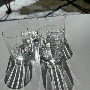 9140-4 EA. VINTAGE MOUTH BLOWN,  HAND CRAFTED OPTIC DIMPLED OLD FASHI - set of 4